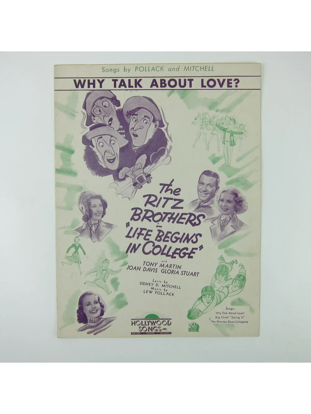 Sheet Music Why Talk About Love? Life Begins In College Tony Martin Vintage 1937